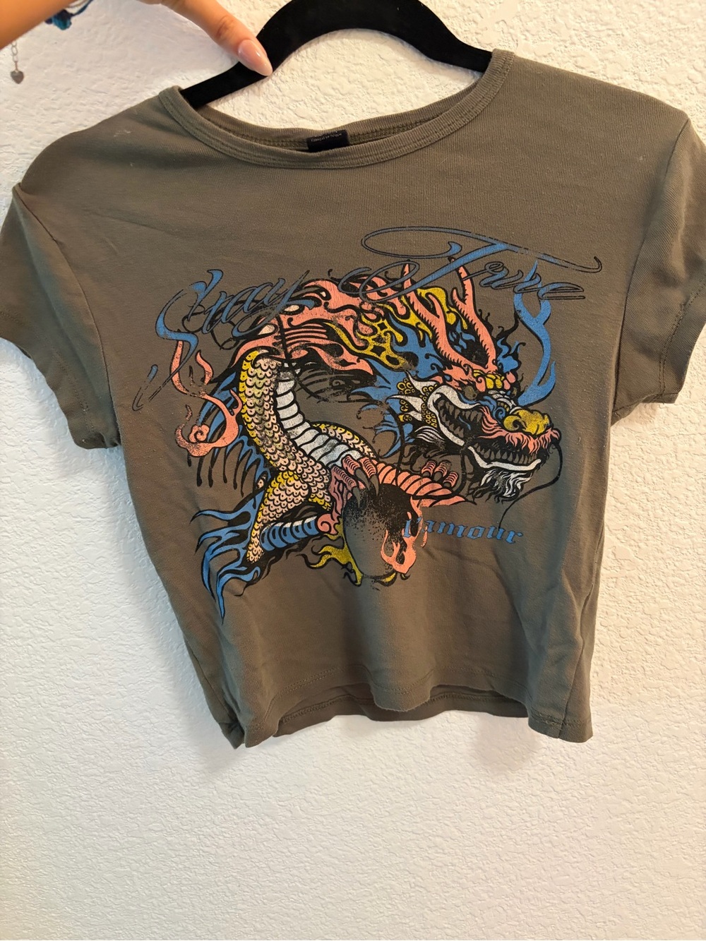 Olive Dragon Graphic Tee - Short Sleeve Top